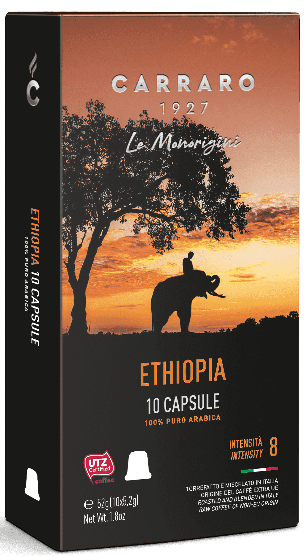Кофе Carraro Ethiopia 10 капсул. Интенсивность 8