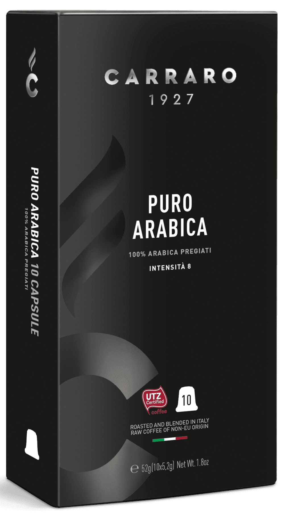 Кофе Carraro Puro Arabica 10 капсул. Интенсивность 8