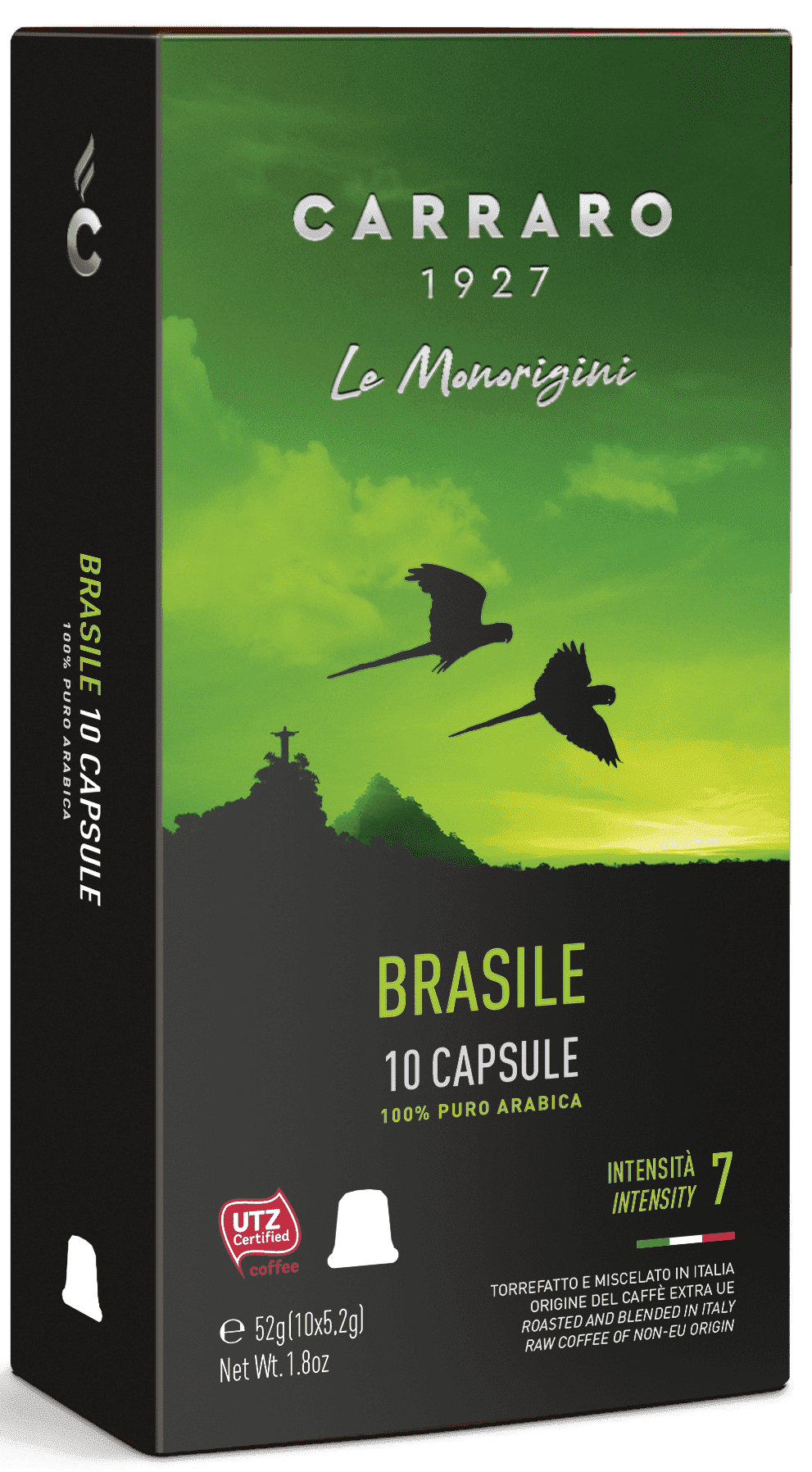 Кофе Carraro Brasile 10 капсул. Интенсивность 7