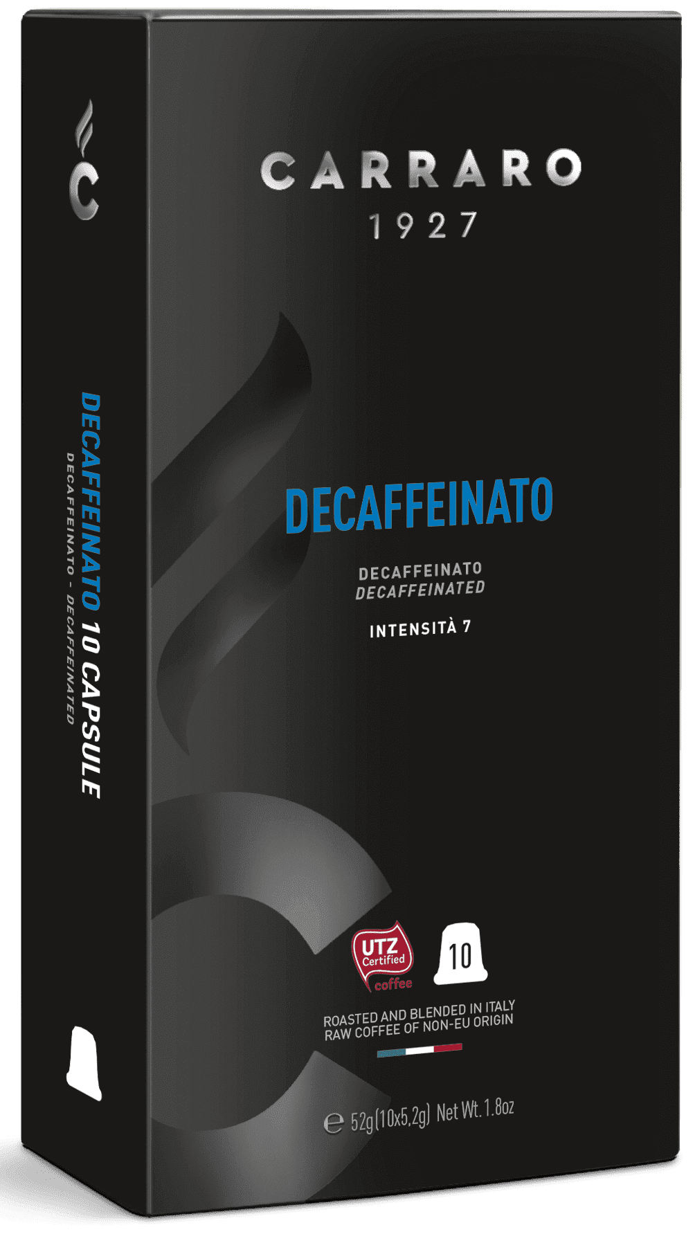 Кофе Carraro Decaffeinato 10 капсул. Интенсивность 7